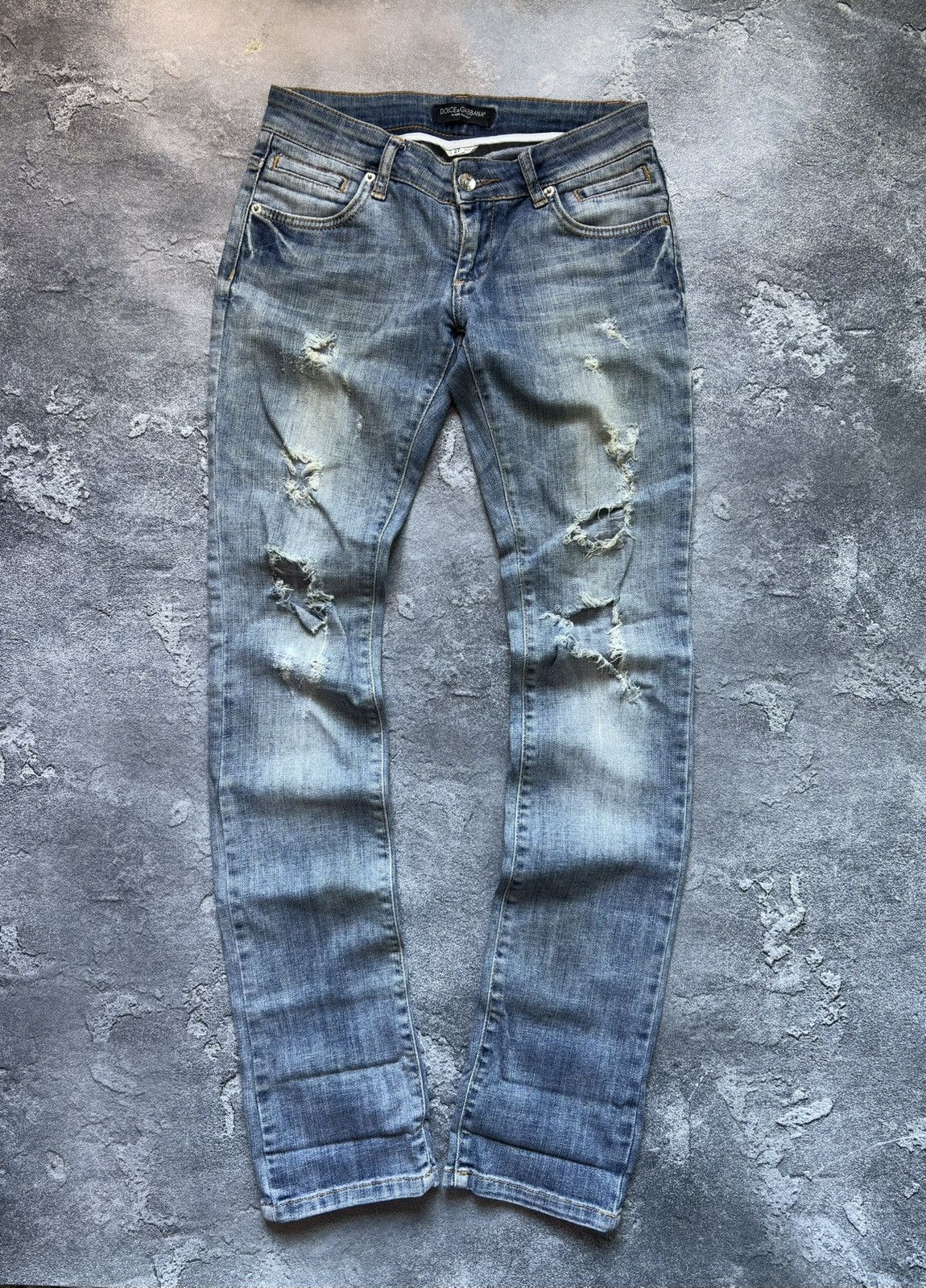Dolce & Gabbana Vintage Dolce&Gabbana Mickey Mouse Logo Y2K Distressed Jeans Size 27" / US 4 / IT 40 - 1 Thumbnail