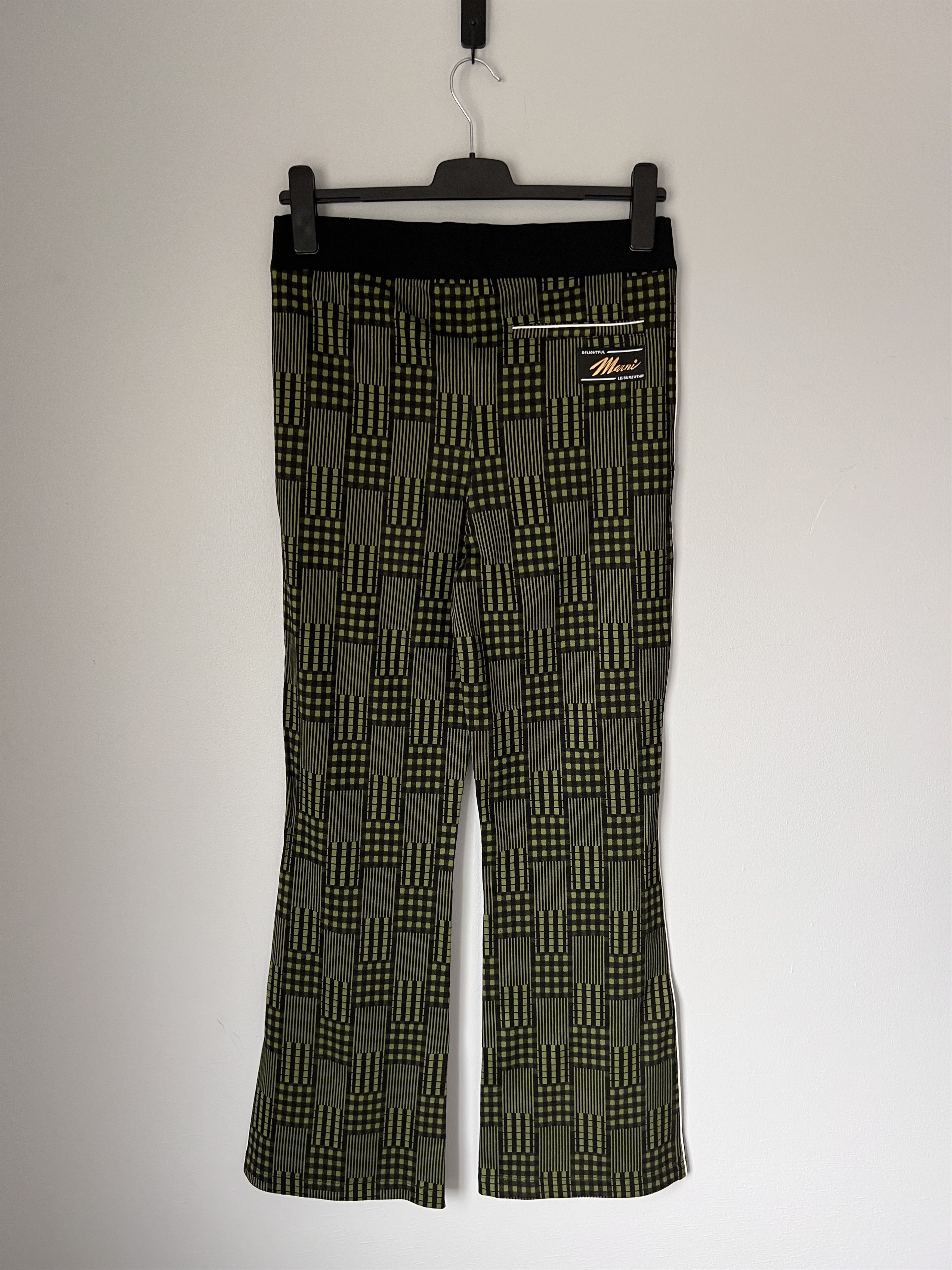 Marni Marni Flared Check Jersey Pants in Grass Green Size US 34 / EU 50 - 4 Thumbnail