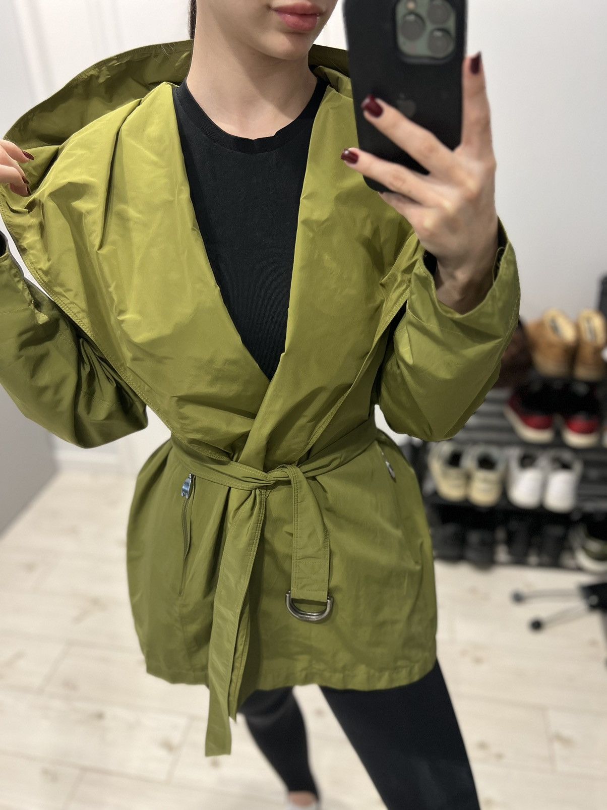 Max Mara Max Mara Rainwear Green Belted Wrap Coat Open Front Jacket Size M / US 6-8 / IT 42-44 - 17 Thumbnail