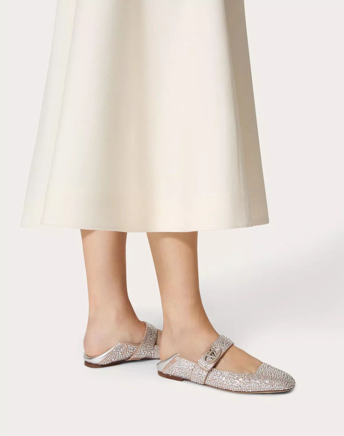 Valentino o1s1wg110625 Vlogo Locker Mary Jane Ballerina in Silver Size US 5 / IT 35 - 6 Thumbnail