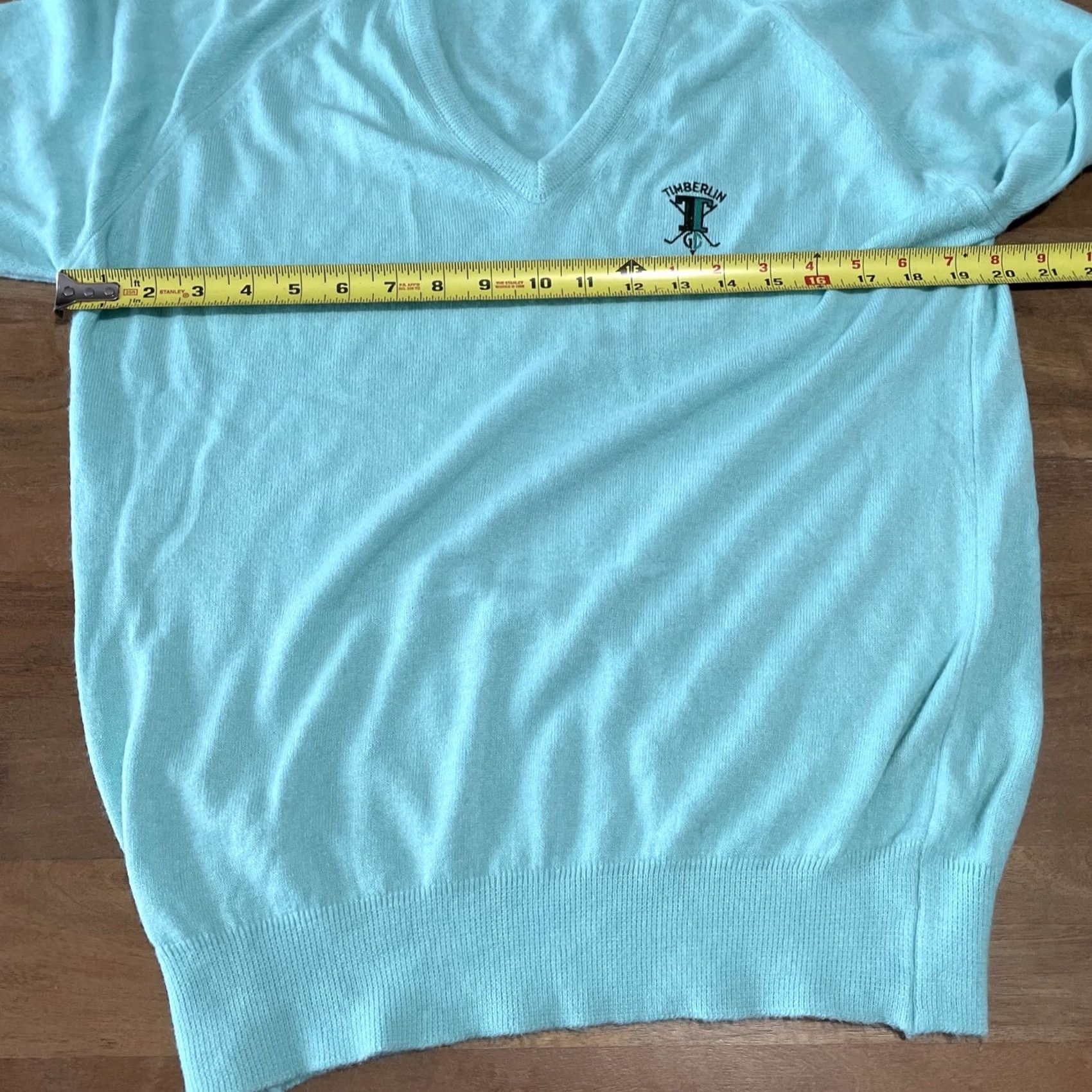 AQUA VINTAGE Pickering Sweater Mens Medium Aqua Blue 80s V-Neck Pullover Knit 80s USA Boys? Size US M / EU 48-50 / 2 - 6 Thumbnail