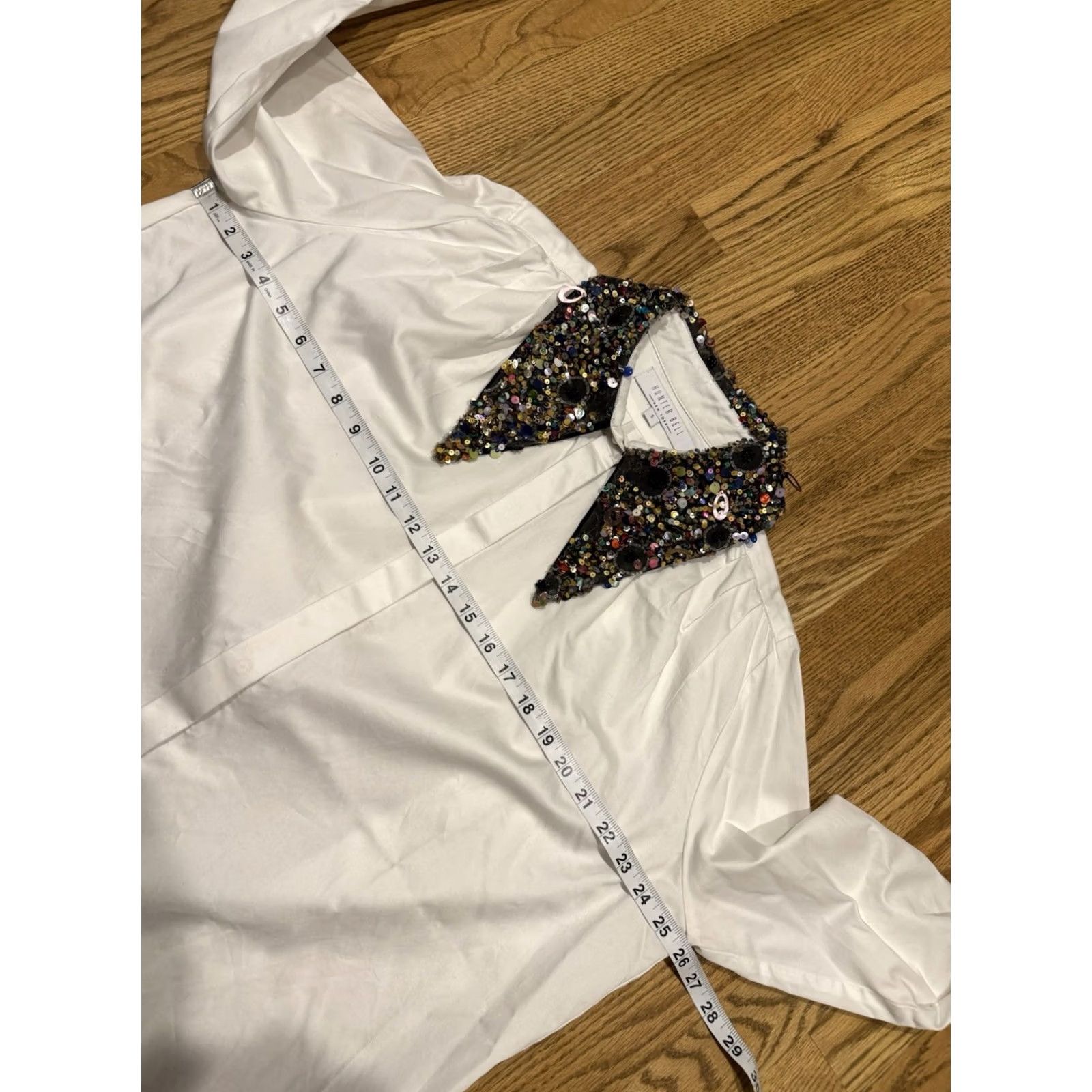 Hunter VINTAGE Hunter Bell Shirt Womens Small Cotton Sequin Collar Button-Up White Size S / US 4 / IT 40 - 7 Thumbnail