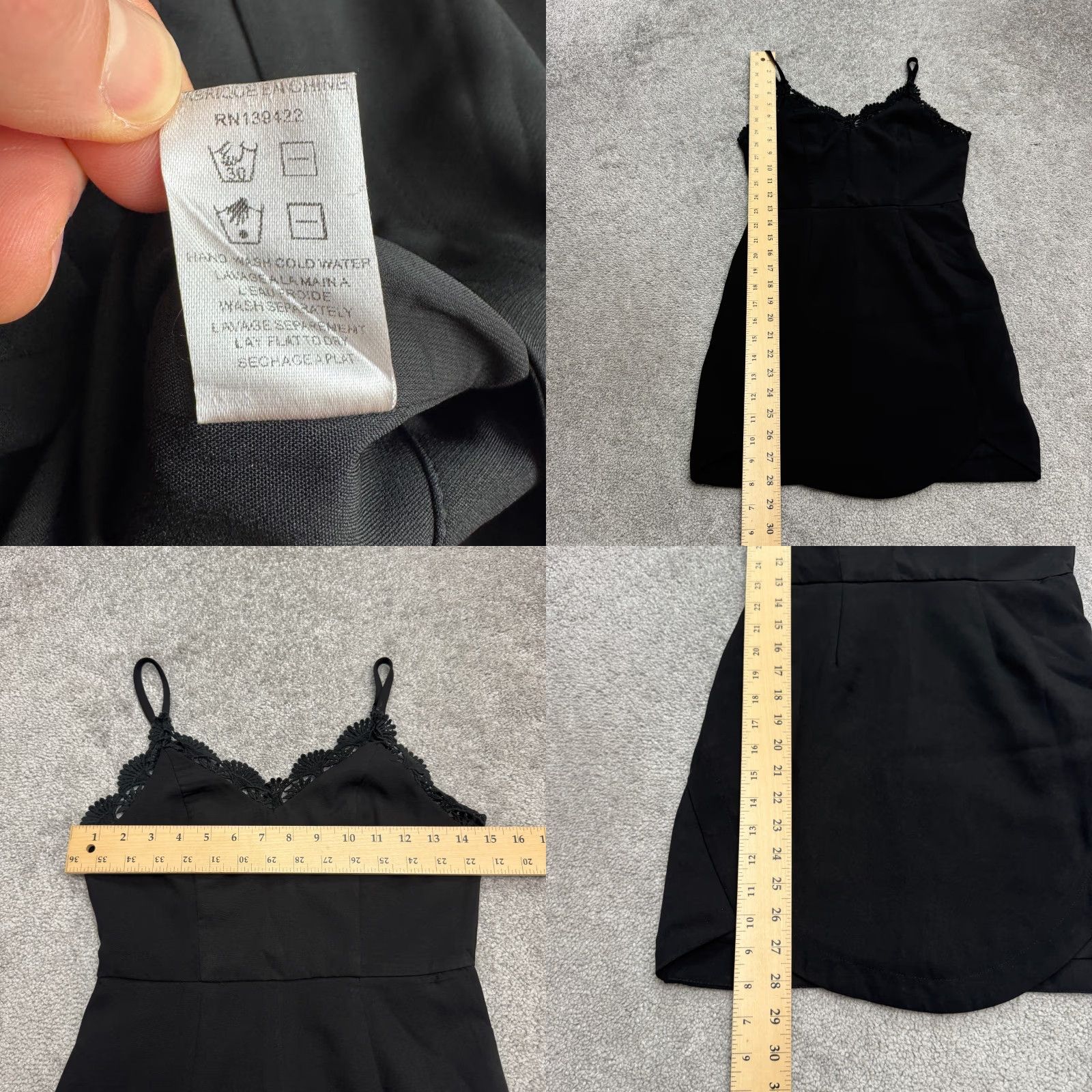 Vintage Tobi Mini Camisole Dress Women XS Black Lace Trim Tulip Hem V-Neck Slip Dress Sleeveless Size XS / US 0-2 / IT 36-38 - 8 Thumbnail