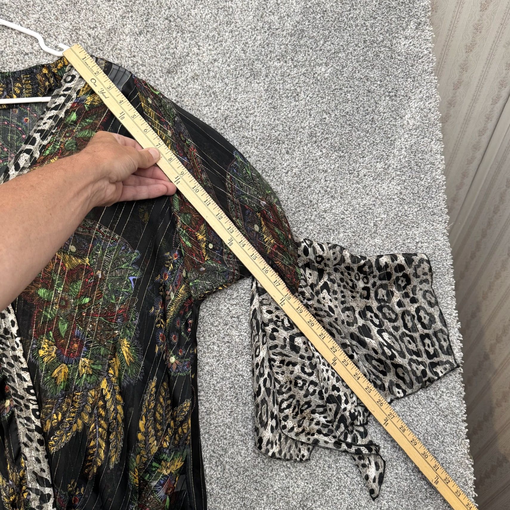 Bell Mirror Image Blouse Womens XL Black Paisley Leopard Bell Sleeve Sheer Boho Top Size XL / US 12-14 / IT 48-50 - 4 Thumbnail