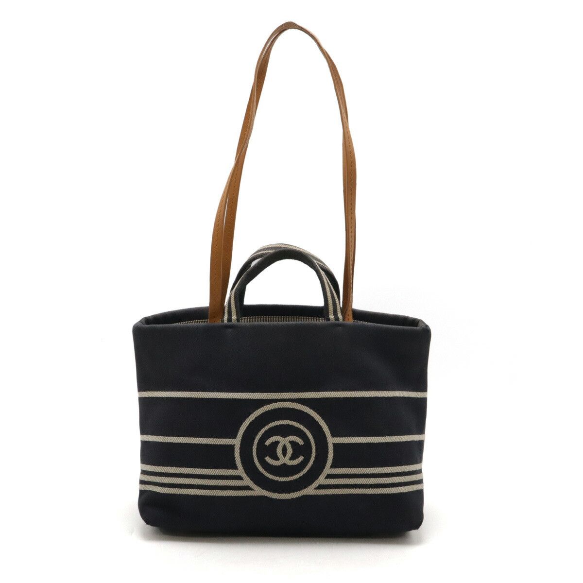 Chanel Chanel Canvas Coco Mark Shopping Tote 2Way Bag Blue A92240 Canvas Shoulder Bag A92240, Women's