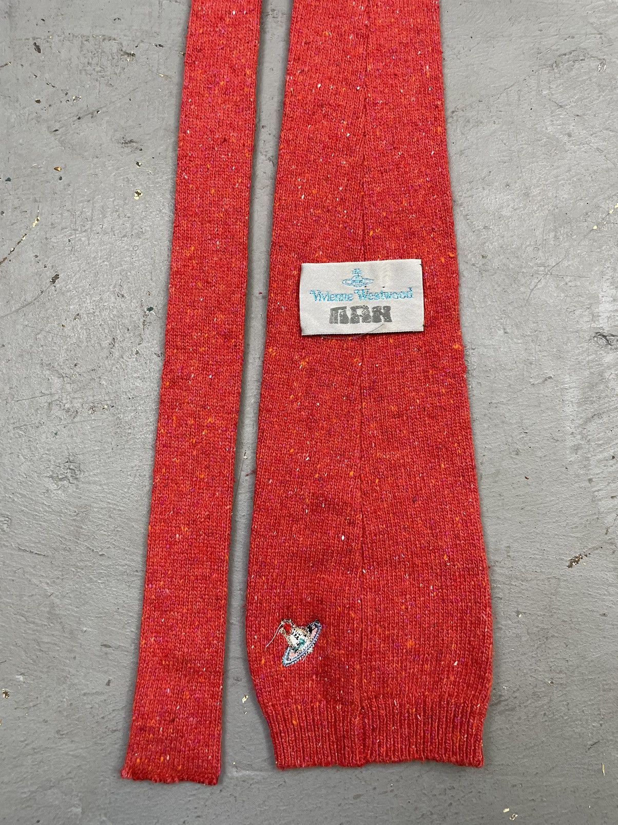 Vivienne Westwood VTG Vivienne Westwood Punk Red Wool Knit Distressed Necktie Size ONE SIZE - 4 Thumbnail