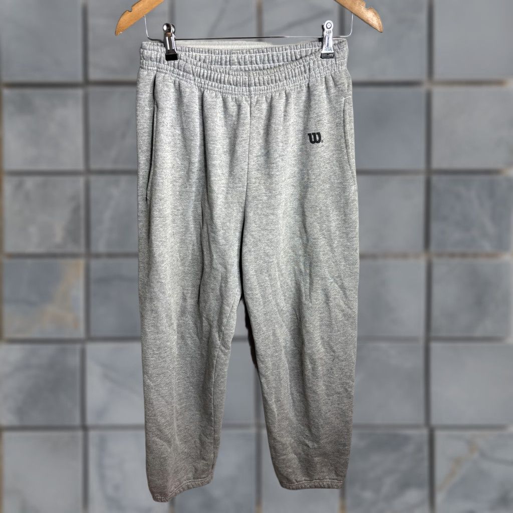 Wilson Wilson Pants Sweatpants Mens Medium Gray Fleece Elastic Waist Pockets Logo Size US 31 - 1 Thumbnail