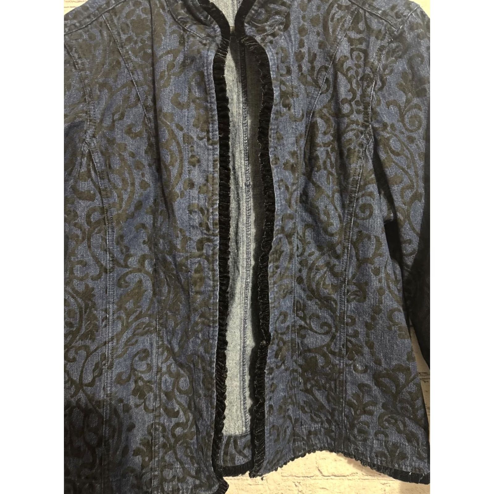 Liz Claiborne Liz Claiborne Jacket Women XL Blue Paisley Cotton Mid-Length Patterned Regular Coat/Jacket Size XL / US 12-14 / IT 48-50 - 3 Thumbnail