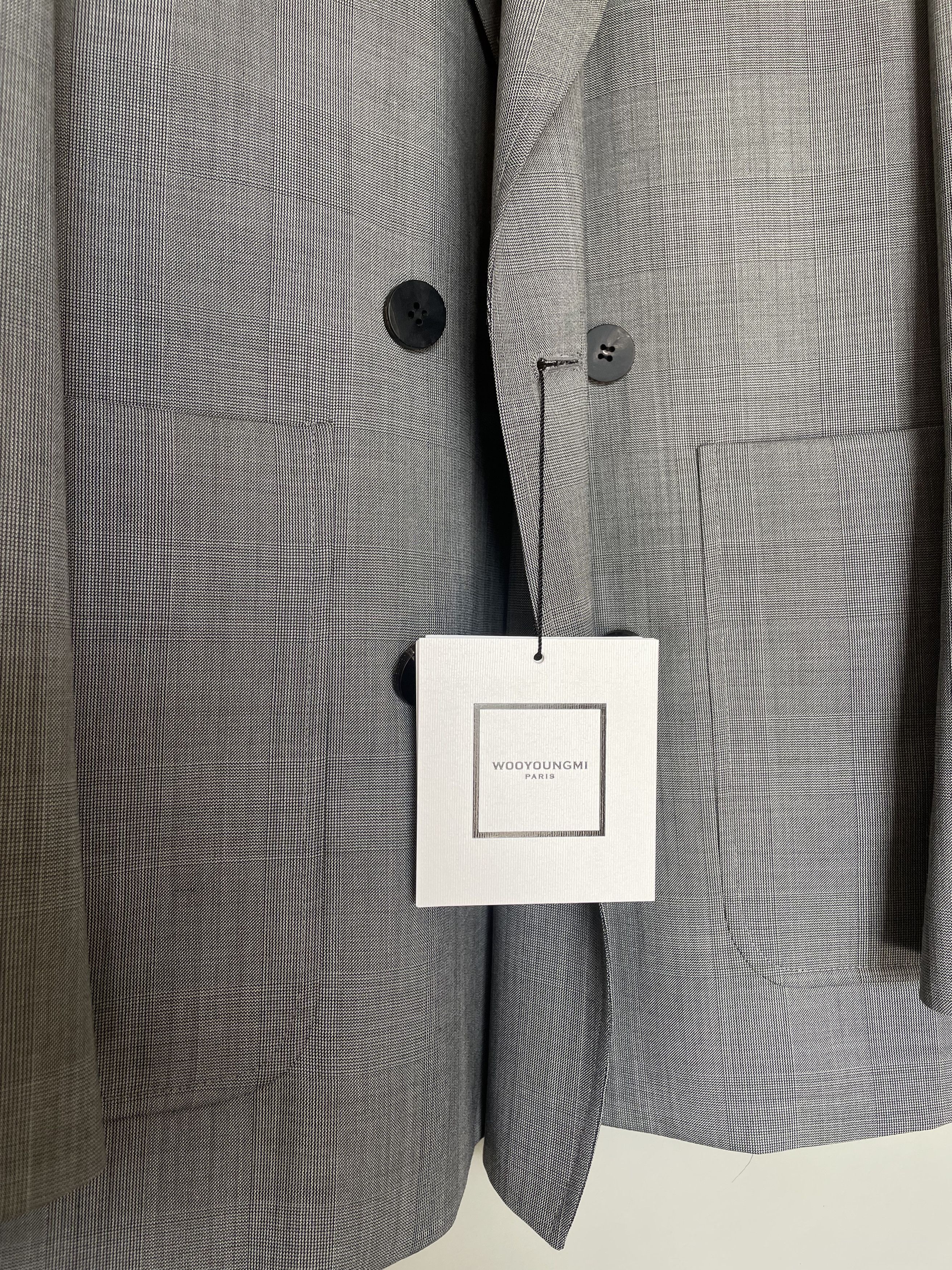 Wooyoungmi GORGEOUS RARE DOUBLE-BREASTED PRINCE OF WALES GREY BLAZER Size 44S - 2 Thumbnail