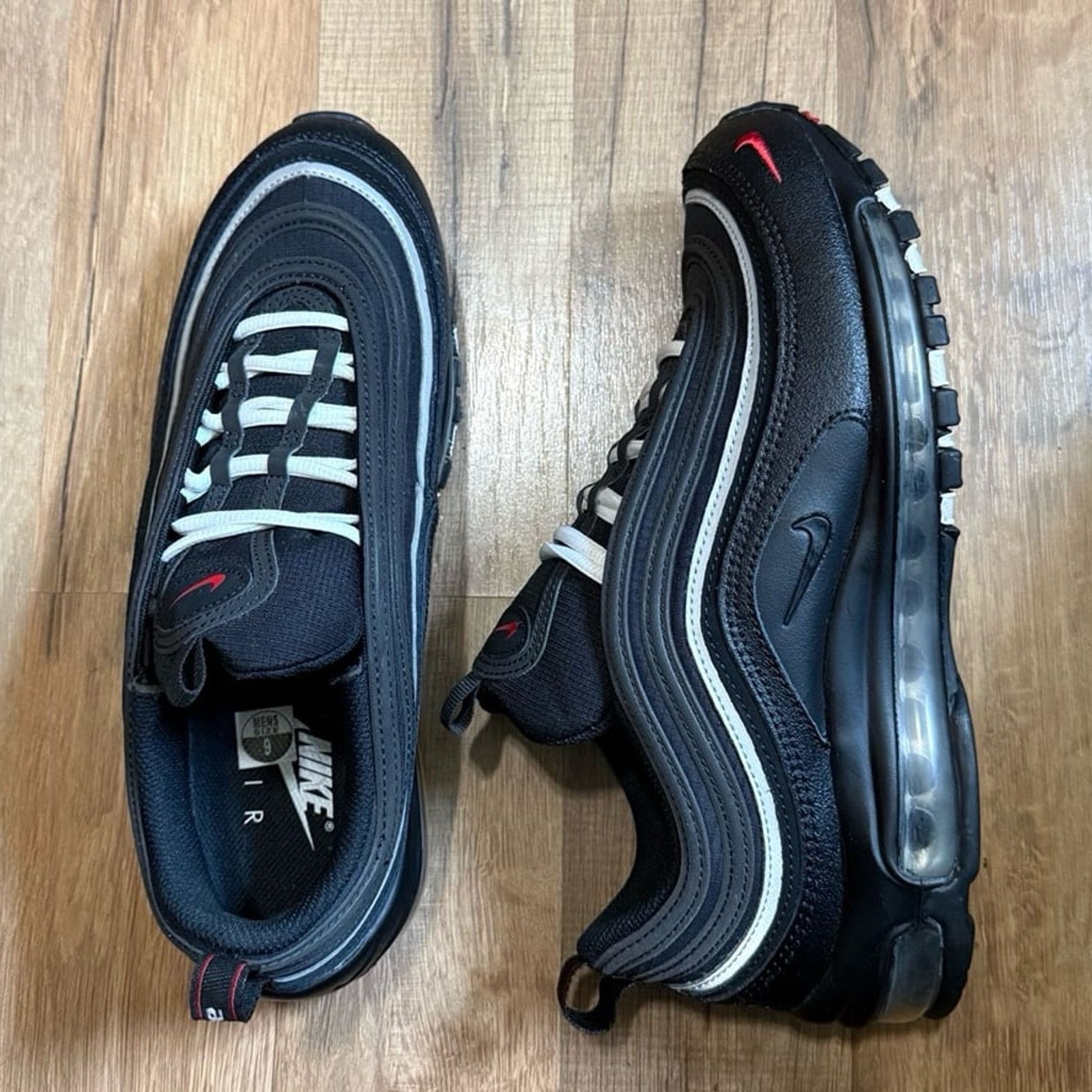 Nike Nike Air Max 97 Black White Sport Red Size US 9 / EU 42 - 4 Thumbnail