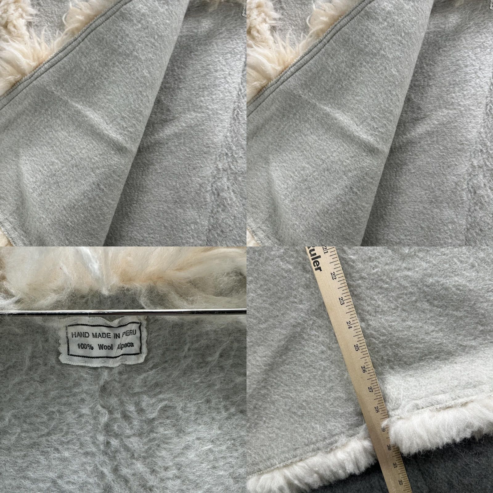 Vintage VINTAGE Handmade Alpaca Wool Poncho Womens One Size Cream Fur Trim Cape Shawl Wrap Size ONE SIZE - 8 Thumbnail