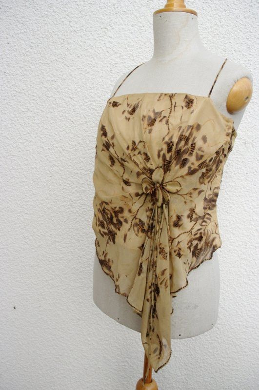 Other Vintage Y2K Avant Garde Beige Top Blouse Size L / US 10 / IT 46 - 2 Thumbnail