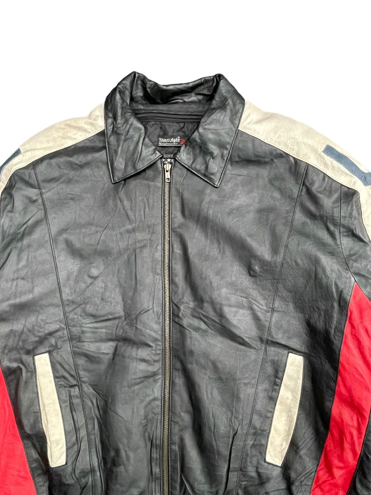 Vintage Usa Flag Leather Jacket Size US XL / EU 56 / 4 - 4 Thumbnail