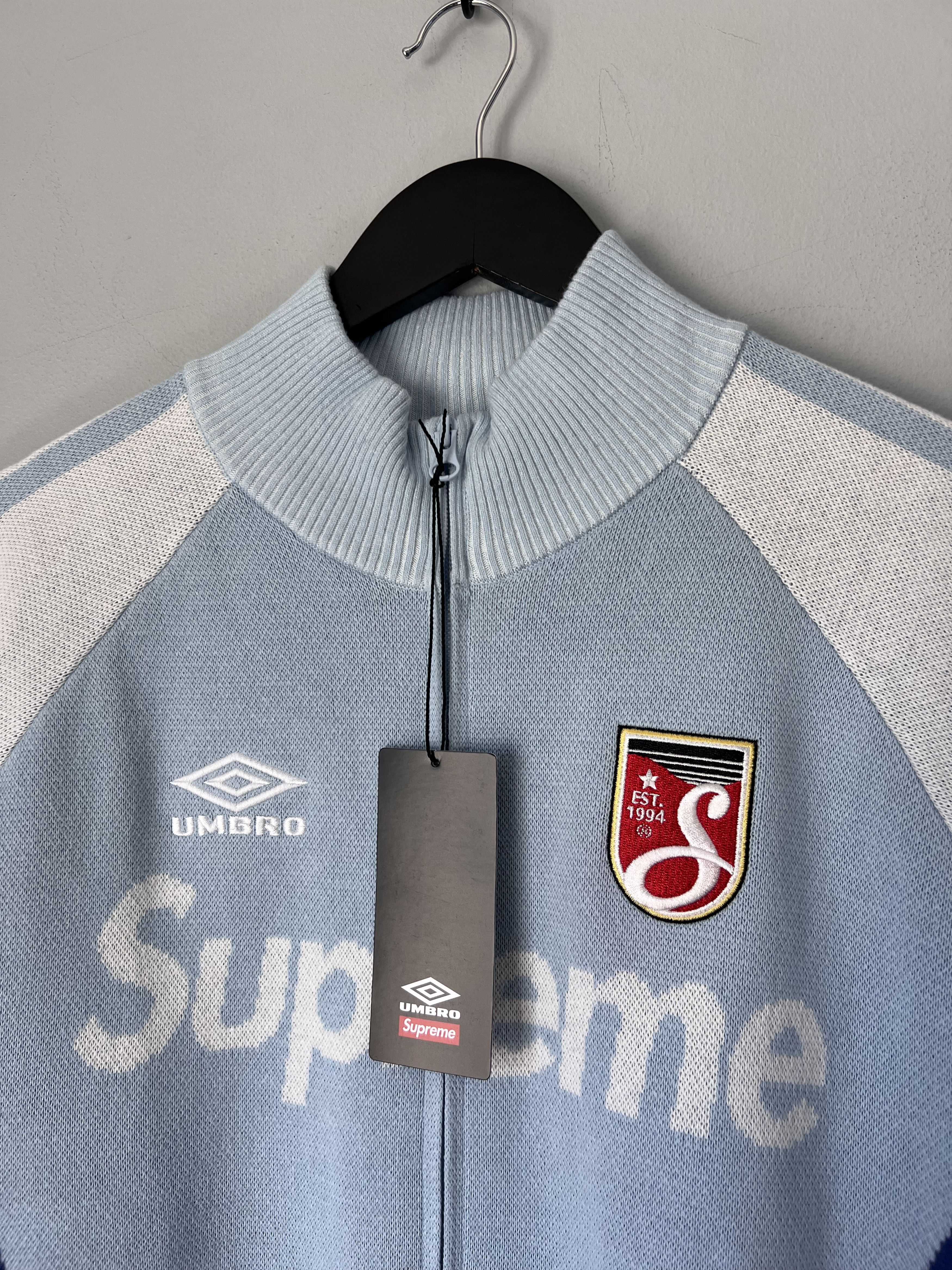 Supreme × Umbro Supreme Umbro Zip Up Sweater in Light Blue