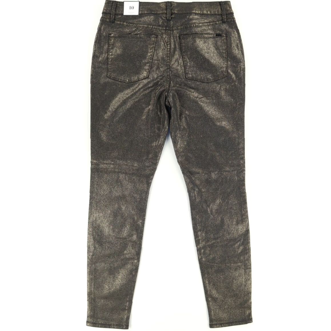 White House Black Market White House Black Market Foil Mid Rise Skinny Khaki Pants Gold Women's 10 Size 32" / US 10 / IT 46 - 4 Thumbnail