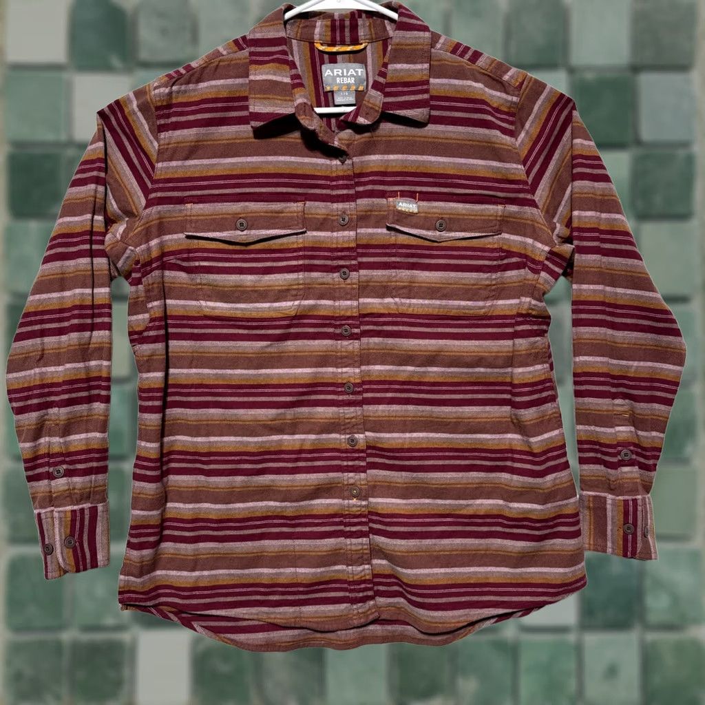 Ariat Ariat Rebar Flannel DuraStretch Work Shirt Women's Size L Multicolor Cotton Spandex Button-Up Casual Sleeve Knit Shirt Men? Size L / US 10 / IT 46 - 1 Thumbnail