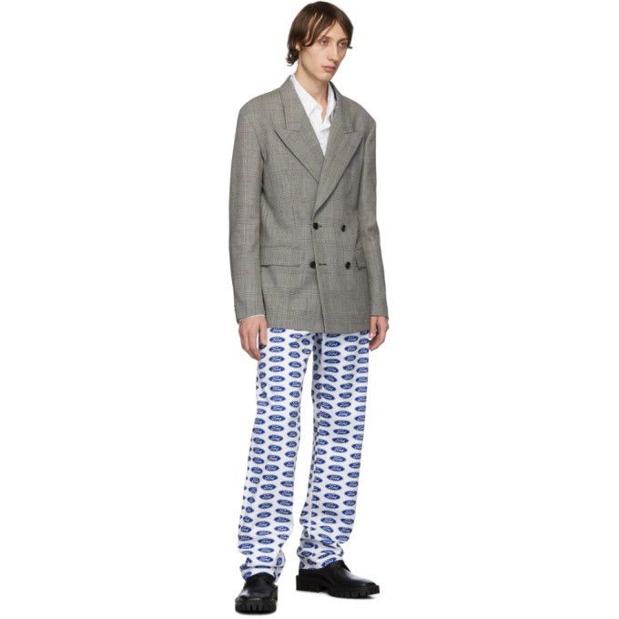Versace o1y0525 Logo Casual Pant in White/Blue Size US 30 / EU 46 - 5 Thumbnail