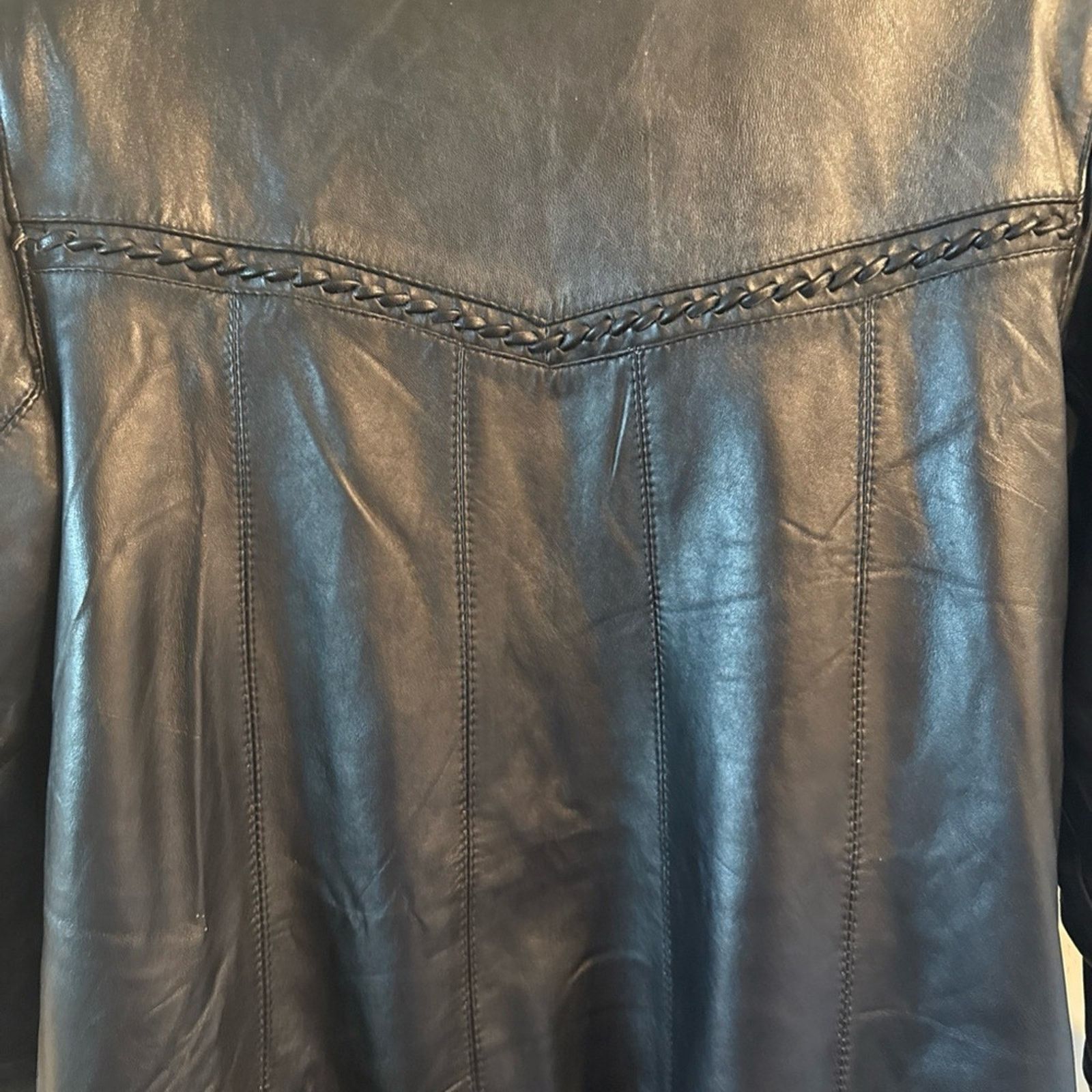 Other Vntg braided leather mid length black leather jkt Size med. Size M / US 6-8 / IT 42-44 - 11 Thumbnail