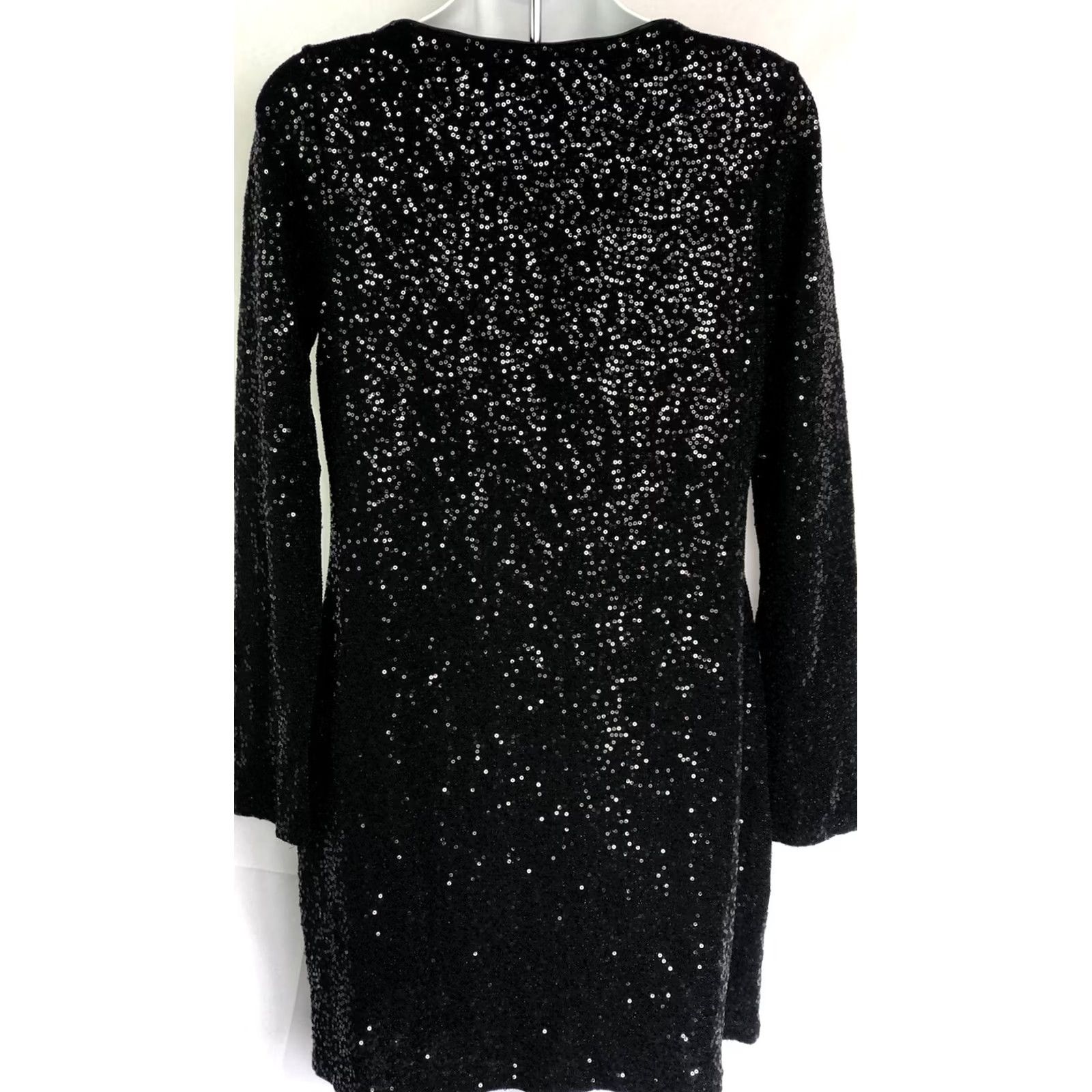 Express Express Mini Dress M Black Sequins Long Sleeves Cocktail Party Disco Club NWOT Size M / US 6-8 / IT 42-44 - 6 Thumbnail