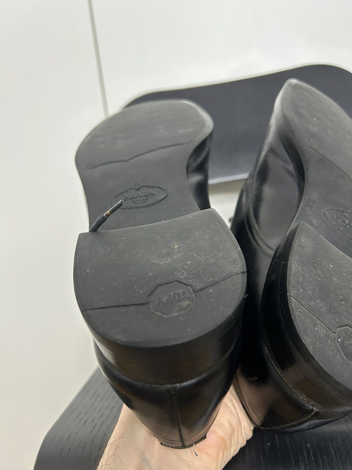 Prada × Vintage Prada Leather Derby Shoes - Black Oxfords Size US 8 / EU 41 - 13 Thumbnail