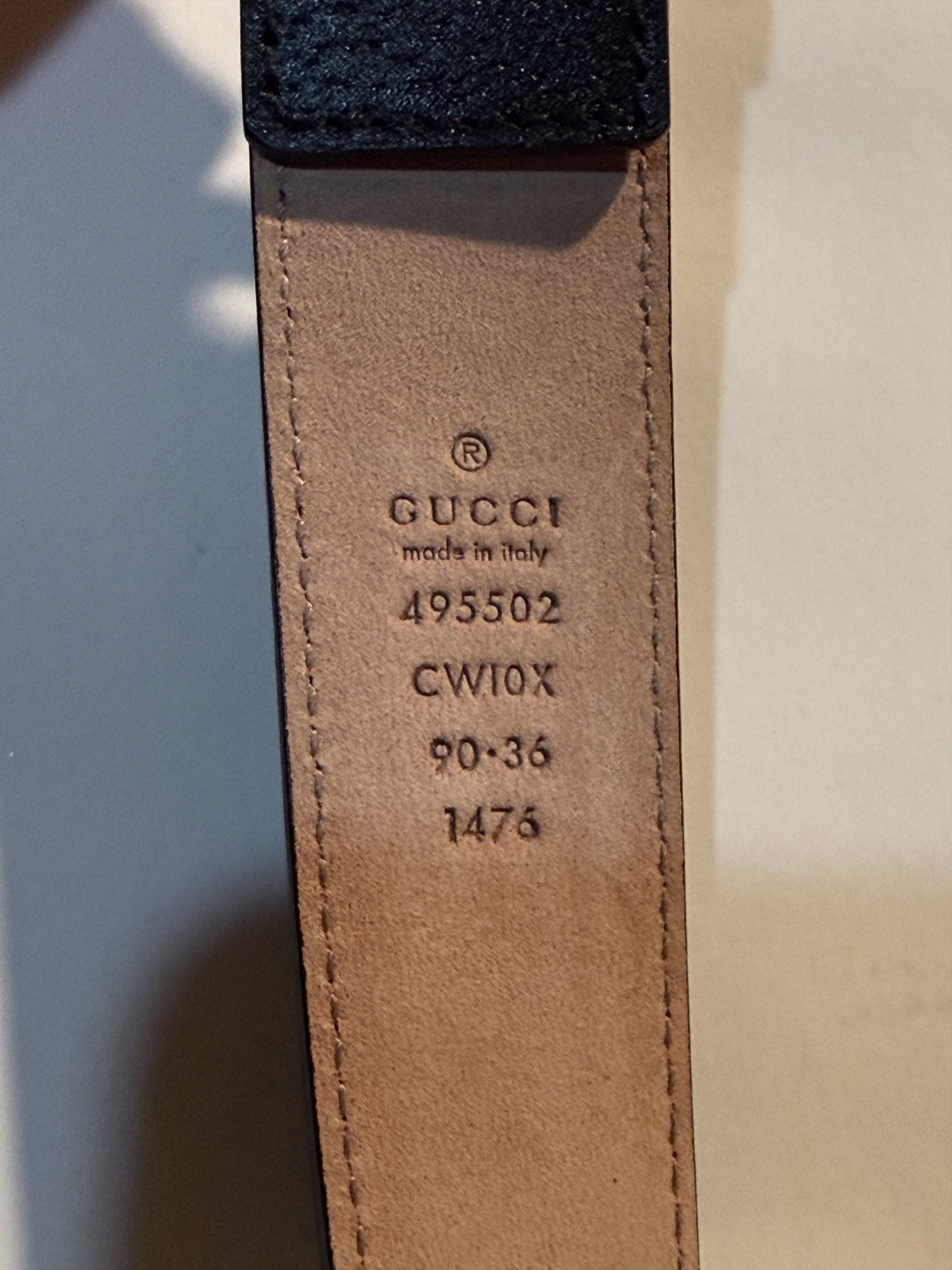 Gucci Gucci Grained Black Leather Brass Buckle Belt BNWT 90-36 Size 32 - 3 Thumbnail