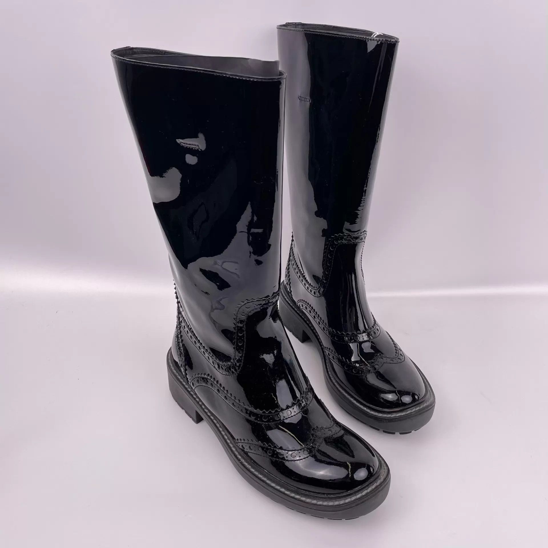 Miu Miu MIU MIU Patent Leather Knee-High Boots Black 38.5 Size US 8 / IT 38 - 2 Thumbnail