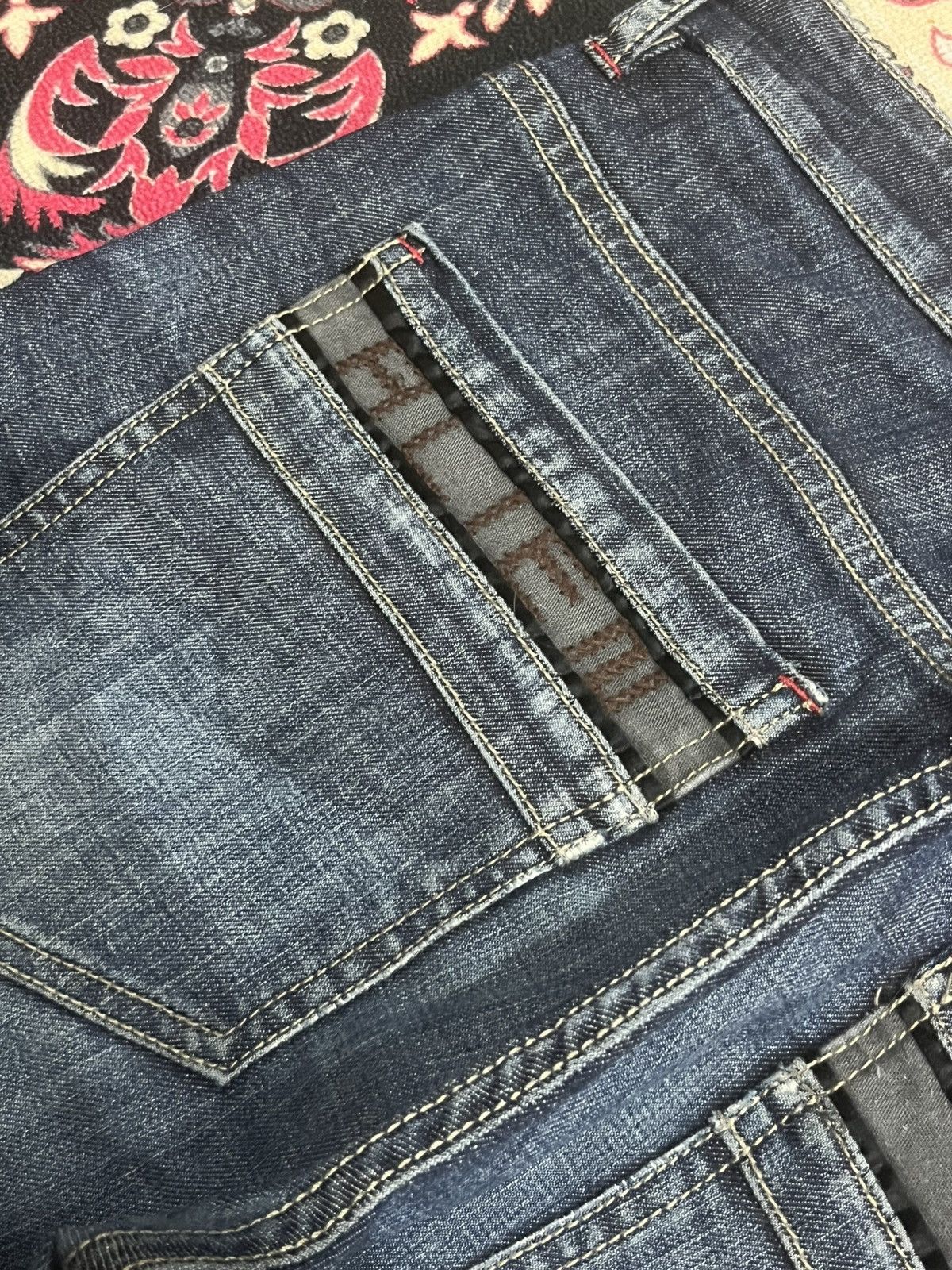 If Six Was Nine Vintage Japanese Brand Alien Lucifer Dark Blue Whisker Jeans Size US 34 / EU 50 - 9 Thumbnail