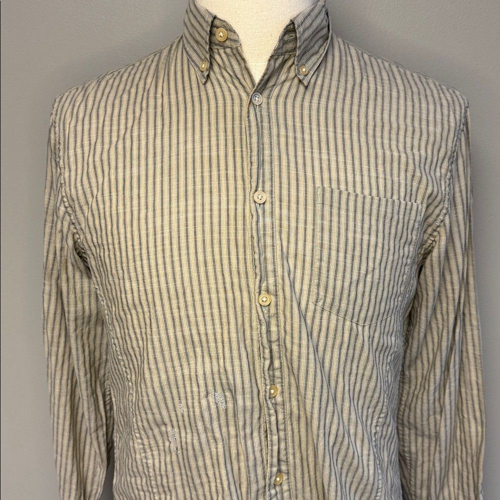 John Varvatos John Varvatos Star USA Linen Cotton Stripe Button-Up Shirt Size US S / EU 44-46 / 1 - 2 Thumbnail
