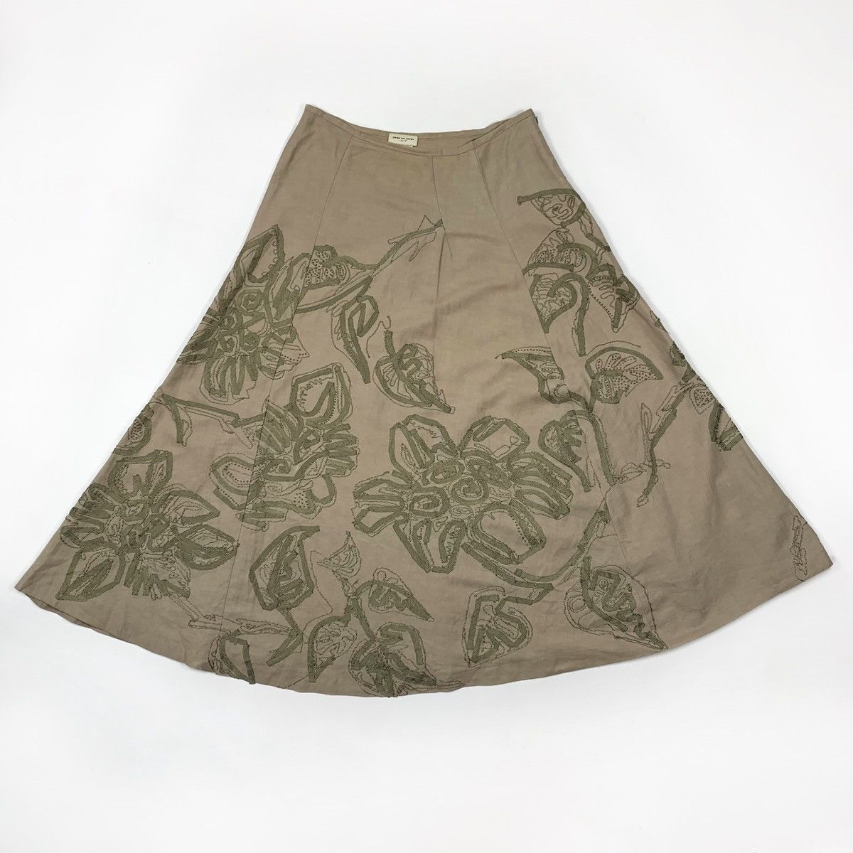 Dries Van Noten DRIES VAN NOTEN Embroidered flowers linen skirt 00s vintage Size 26" / US 2 / IT 38 - 5 Thumbnail