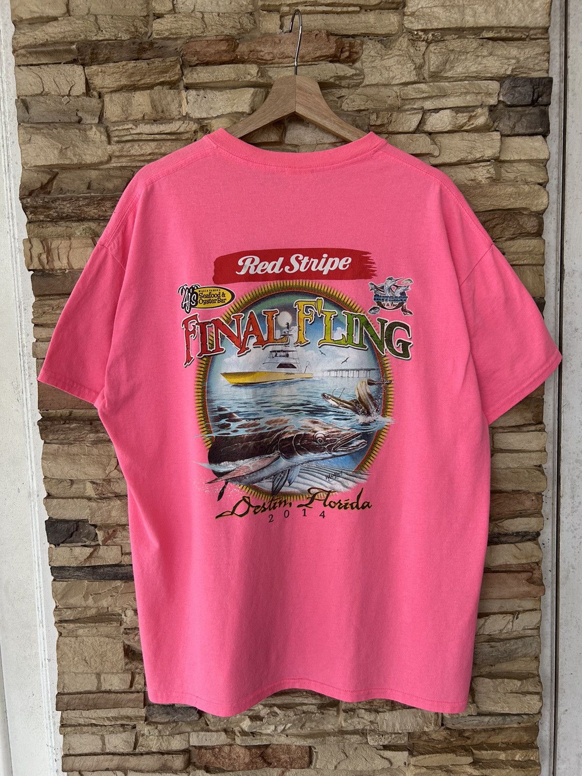 Vintage Vintage Red Stripe Final Fling Destin Florida Tees Size US XL / EU 56 / 4 - 1 Thumbnail