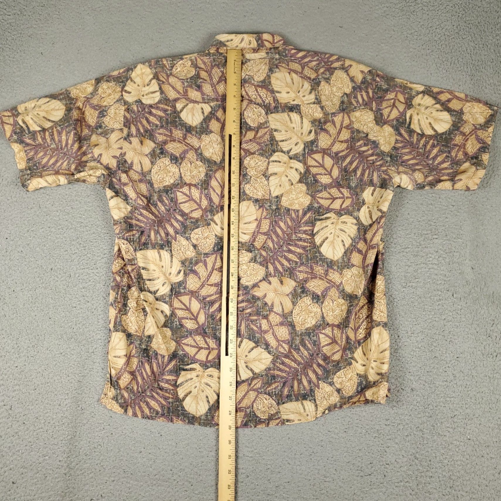 Tori Richard Tori Richard Shirt Mens Large Beige Leaf Print Button Up Short Sleeve - Classic Aloha, Cotton, Regular Fit, Button, Pocket, Collared, Casual/Workwear Size US L / EU 52-54 / 3 - 3 Thumbnail