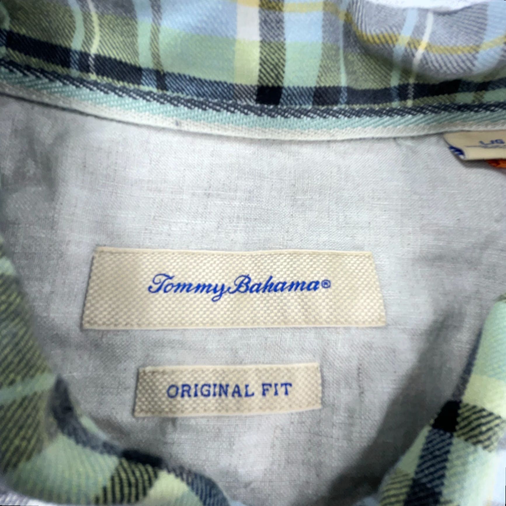 Tommy Bahama Tommy Bahama Shirt Men Large Blue Plaid Silk Button-Up Camp Casual Beach Classic Fashion Shirt Mens Regular Size US L / EU 52-54 / 3 - 4 Thumbnail