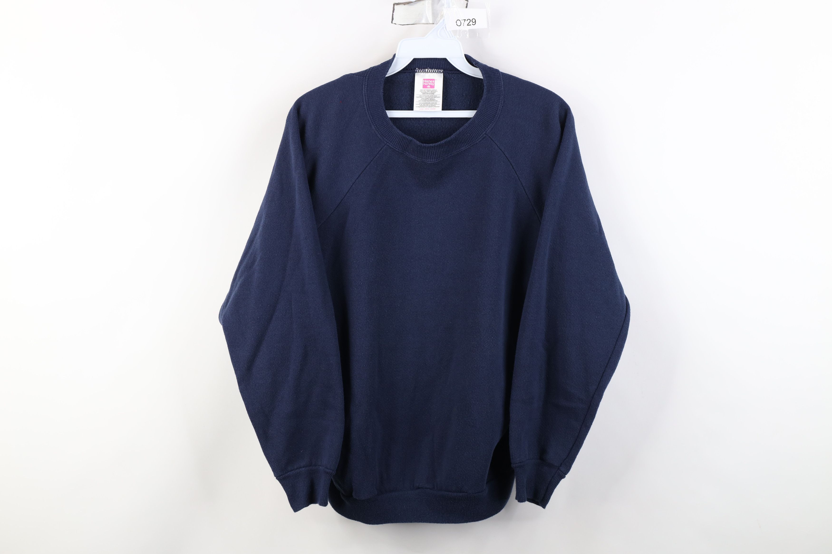 Vintage Vintage 90s Streetwear Blank Crewneck Sweatshirt Navy Blue Size M / US 6-8 / IT 42-44 - 1 Thumbnail