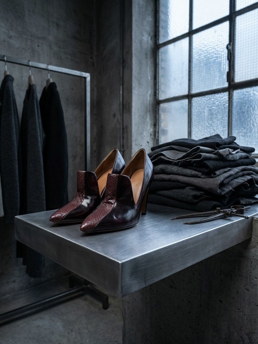 Celine Céline archive heels in pelle bordeaux e pitone. Size US 10 / IT 40 - 4 Thumbnail