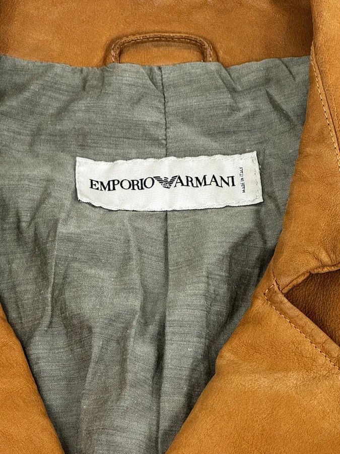 Emporio Armani SS2003 Emporio Armani Beige Leather Trench Jacket Size US L / EU 52-54 / 3 - 10 Thumbnail