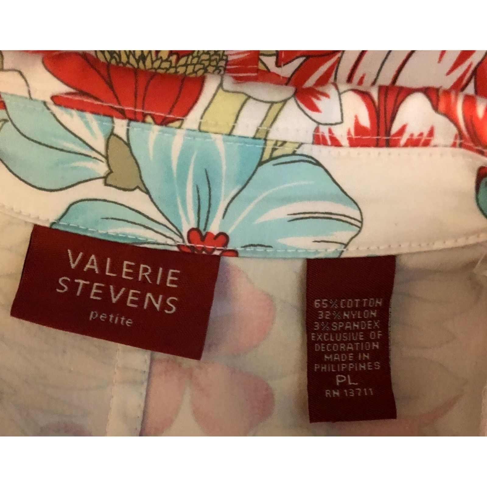 Vintage Valerie Stevens blazer jacket PL red floral 3 button notch collar pockets Career Blazer Women PL Red Floral Jacket Size L / US 10 / IT 46 - 4 Thumbnail