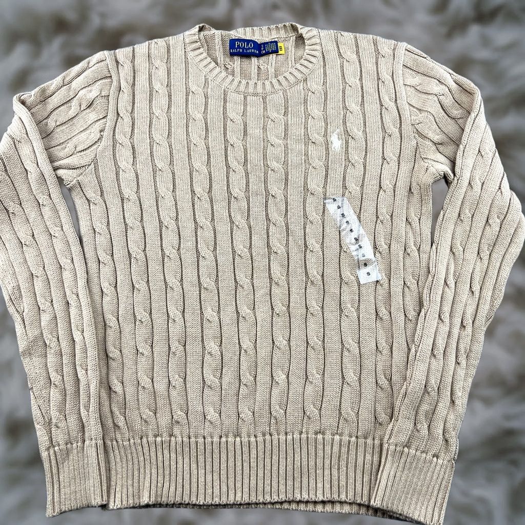 Polo Ralph Lauren Polo Ralph Lauren Womens Sweater Small Beige Cable Knit Jumper Crewneck Size S / US 4 / IT 40 - 1 Thumbnail