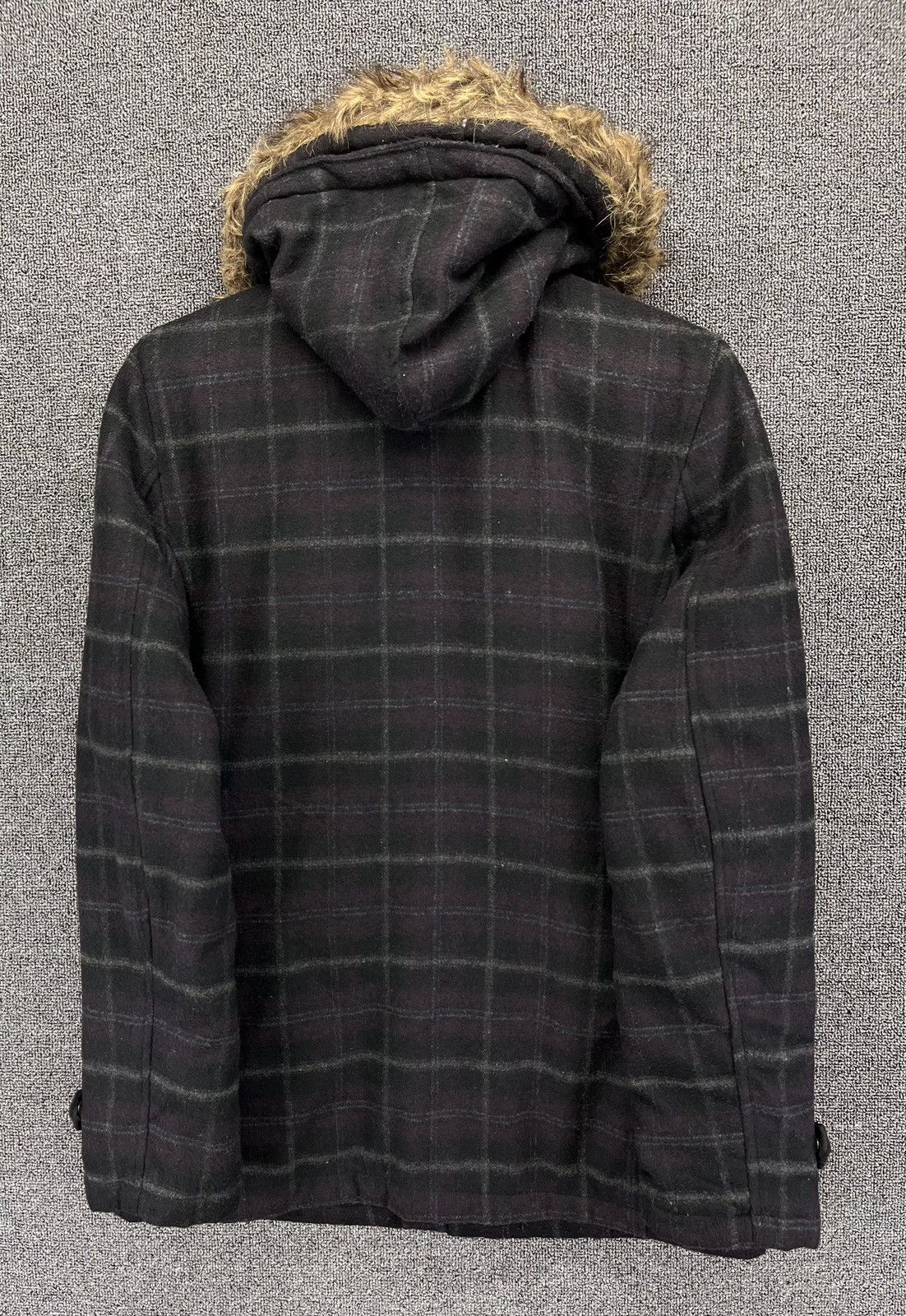 In The Attic Vintage In The Attic Fur Hoodie Shadow Plaid Wool Jacket Size M / US 6-8 / IT 42-44 - 10 Thumbnail