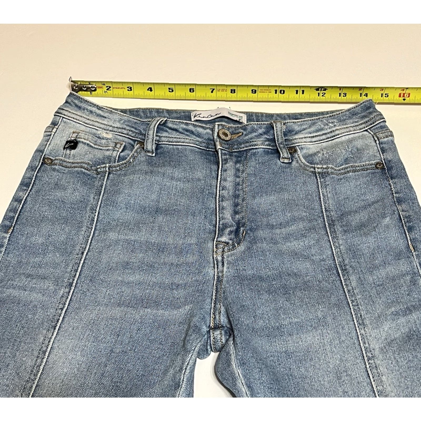Vintage KanCan Jeans Front Seam High Rise Raw Hem Flare Jeans Women’s 28x31 Blue Size 28" / US 6 / IT 42 - 3 Thumbnail