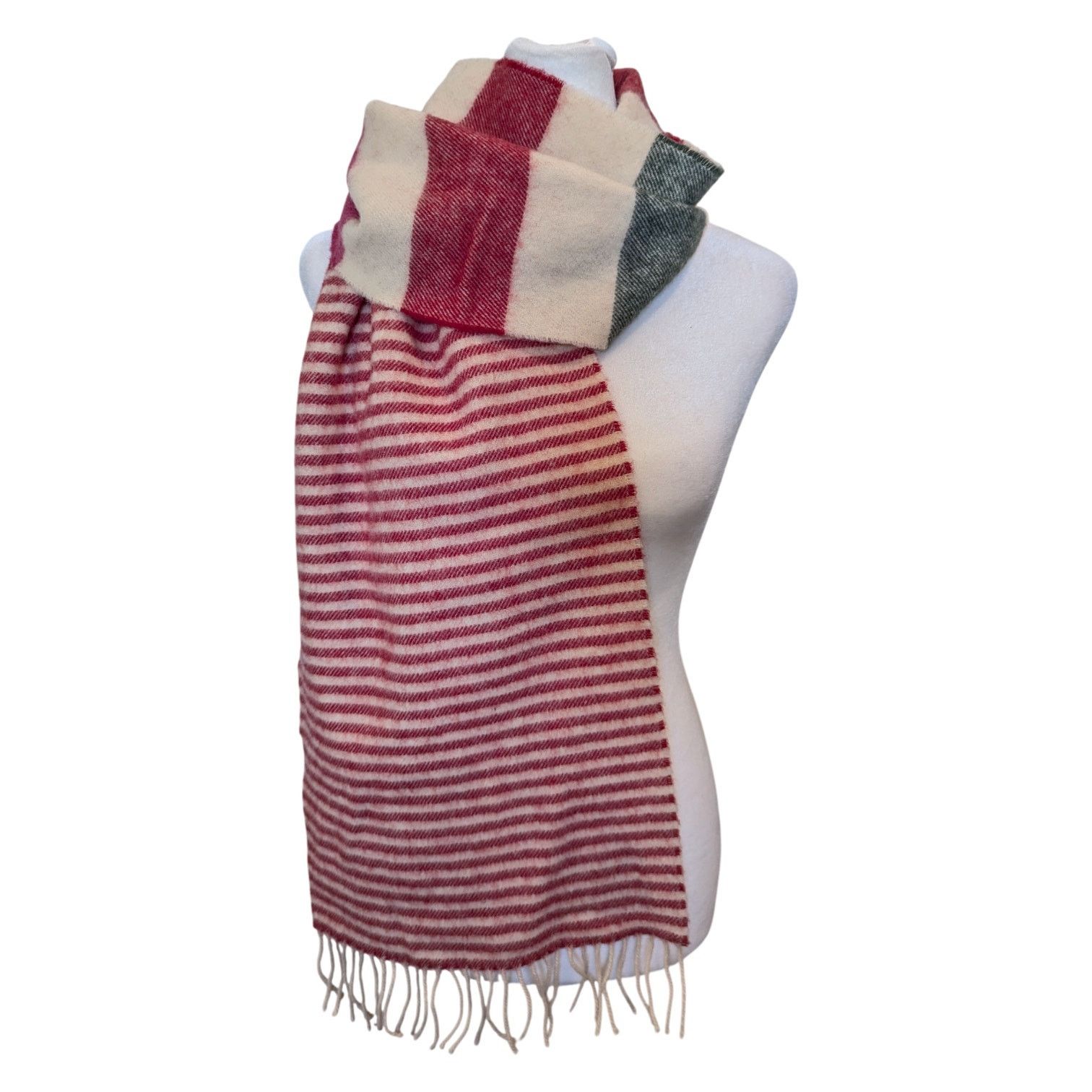 Thomas Pink Thomas Pink Lambswool Pink Green Striped Scarf Size ONE SIZE - 1 Thumbnail