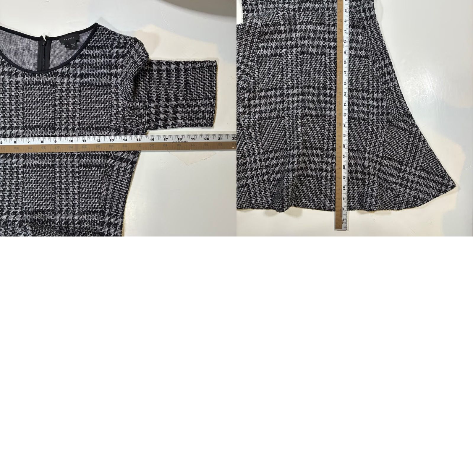 Theory EUC Theory Houndstooth Dress Black White Short Sleeve Zipper Knee Length Women Theory Dress Size 26" / US 2 / IT 38 - 8 Thumbnail