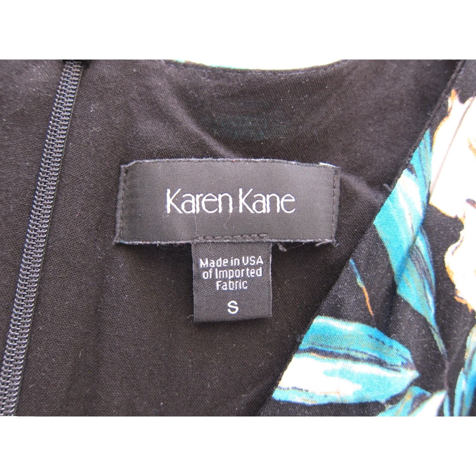 Vintage Karen Kane 100% Rayon Midi Sun Dress V-Neck Tank Tunic Sleeveless Small Black Blue Orange Women's Dress Size S / US 4 / IT 40 - 4 Thumbnail