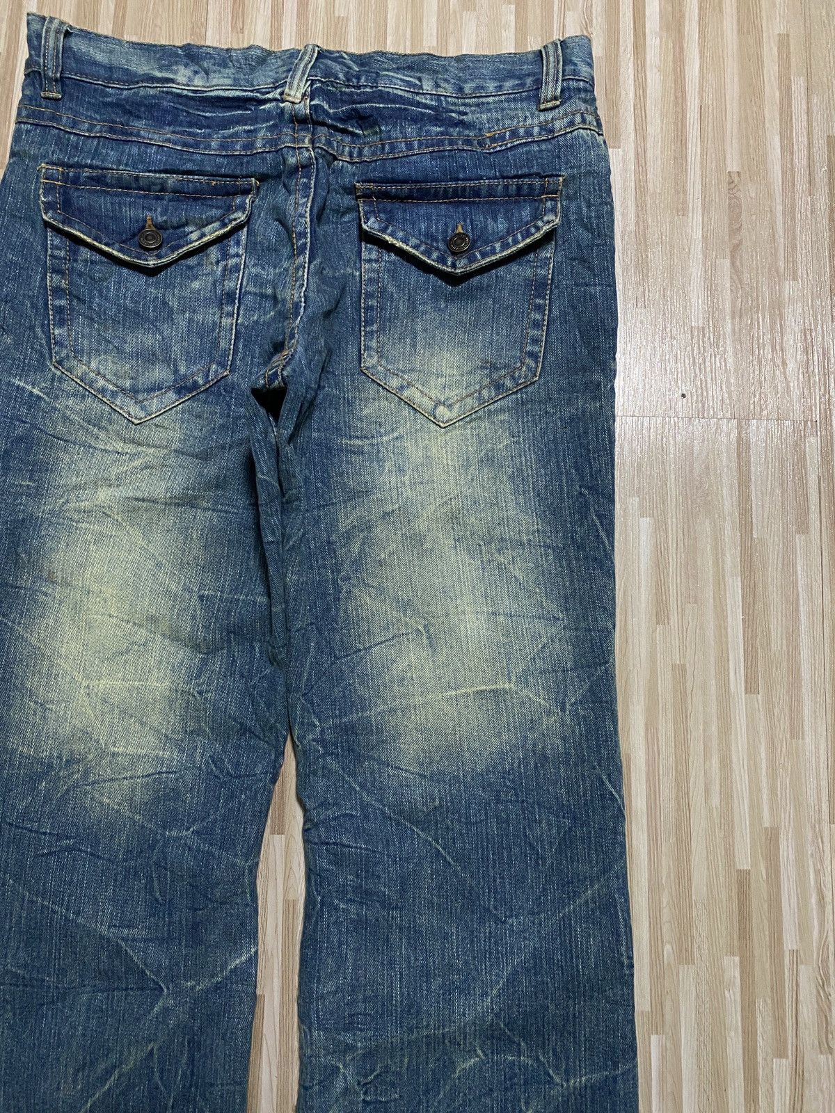 Japanese Brand × Vintage 💥Flare Japanes 90’s Mudwash Distress Ripped Jeans Size US 34 / EU 50 - 13 Thumbnail