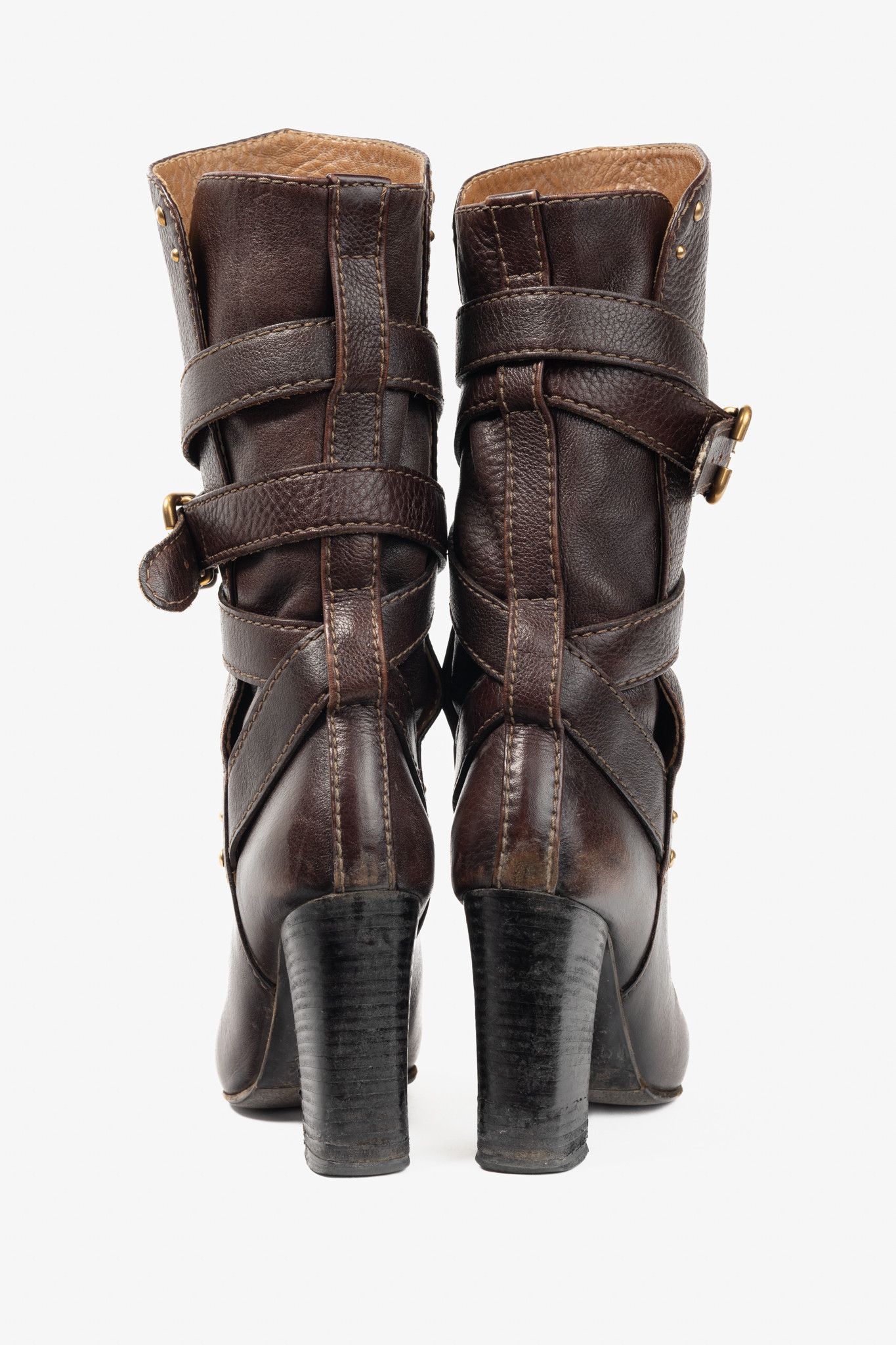 Chloe Chloe Paddington Brown Pebbled-Leather Wraparound Boots Size US 8.5 / IT 38.5 - 3 Thumbnail
