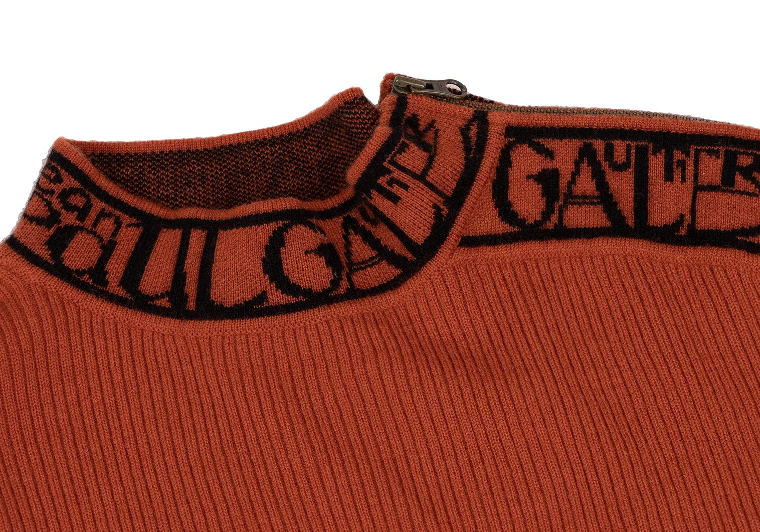 Jean Paul Gaultier Ribbed Knit Sweater with Logo Piping in Orange and Black Size US M / EU 48-50 / 2 - 4 Thumbnail