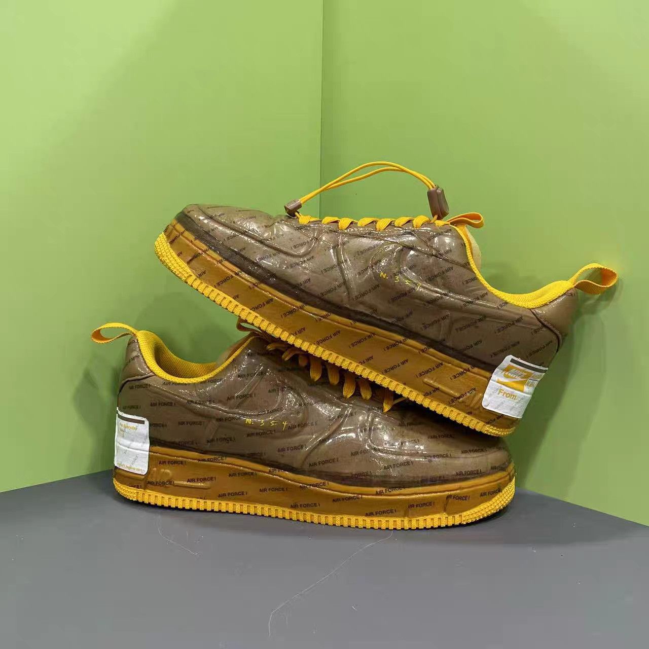 Nike Nike Air Force 1 Brown Yellow Sneakers K15 Size US 10 / EU 43 - 4 Thumbnail