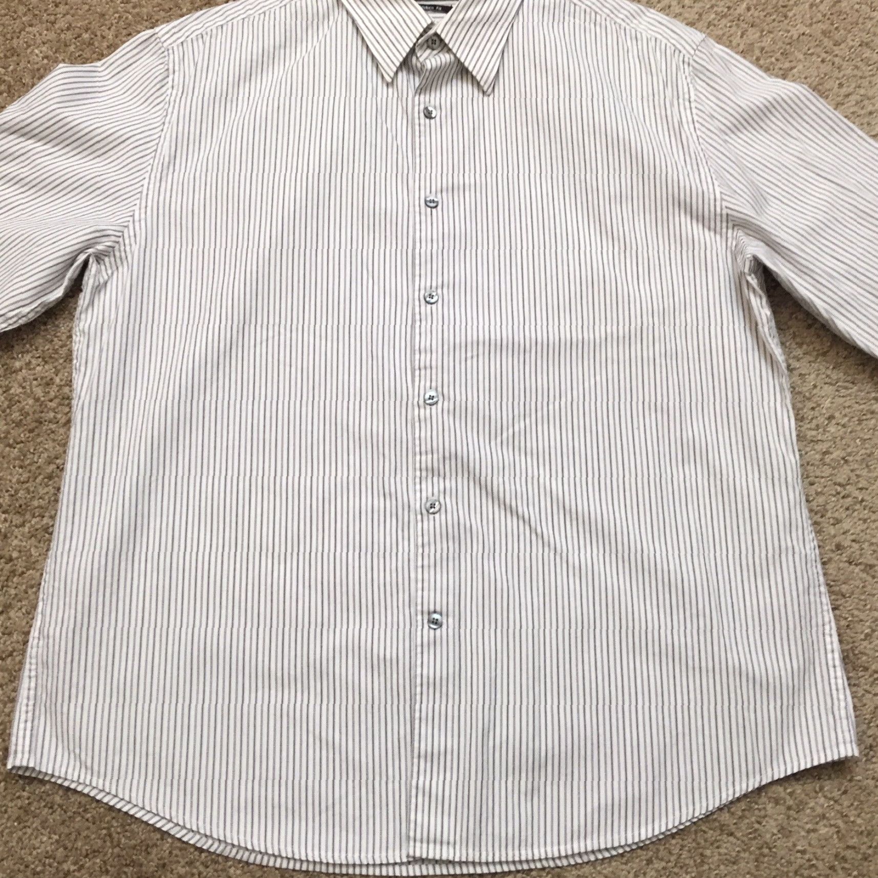 Vintage John Henry Shirt Mens XL White Silver Striped Long Sleeve Button Up Size US XL / EU 56 / 4 - 5 Thumbnail