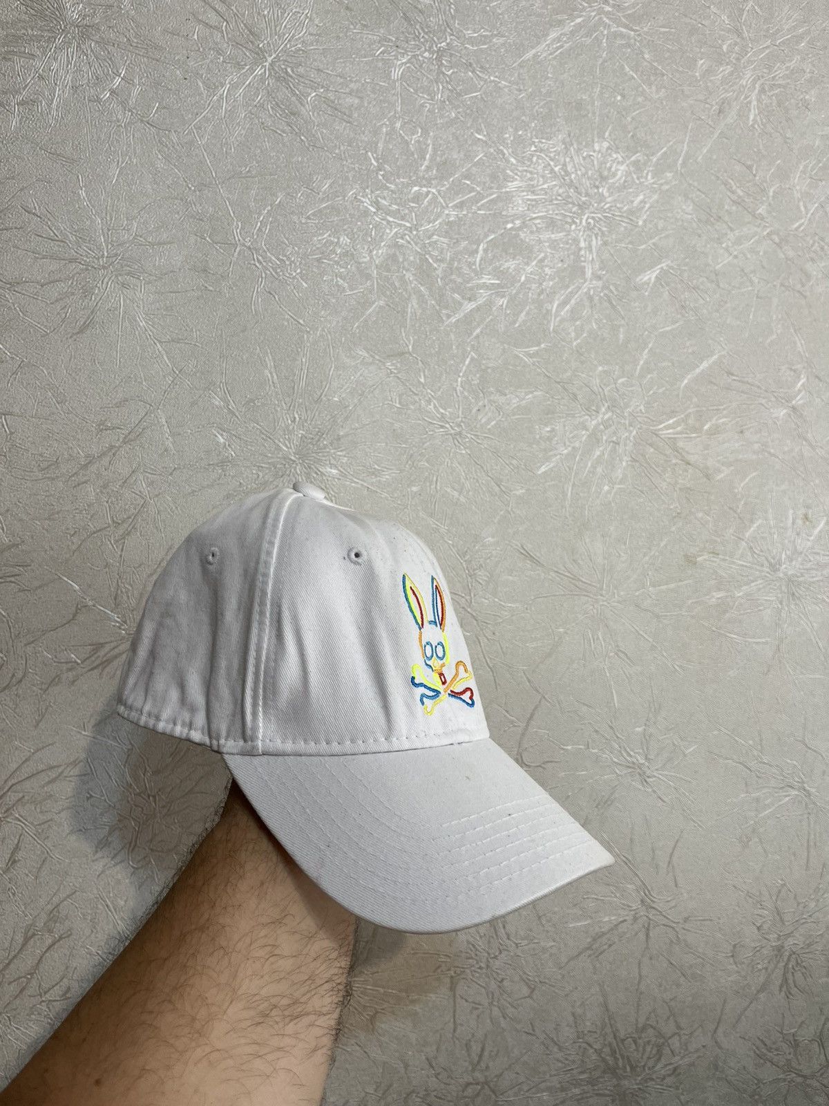 Psycho Bunny Psycho Bunny White Baseball Cap Embroidered Skull Bunny Logo Size ONE SIZE - 3 Thumbnail