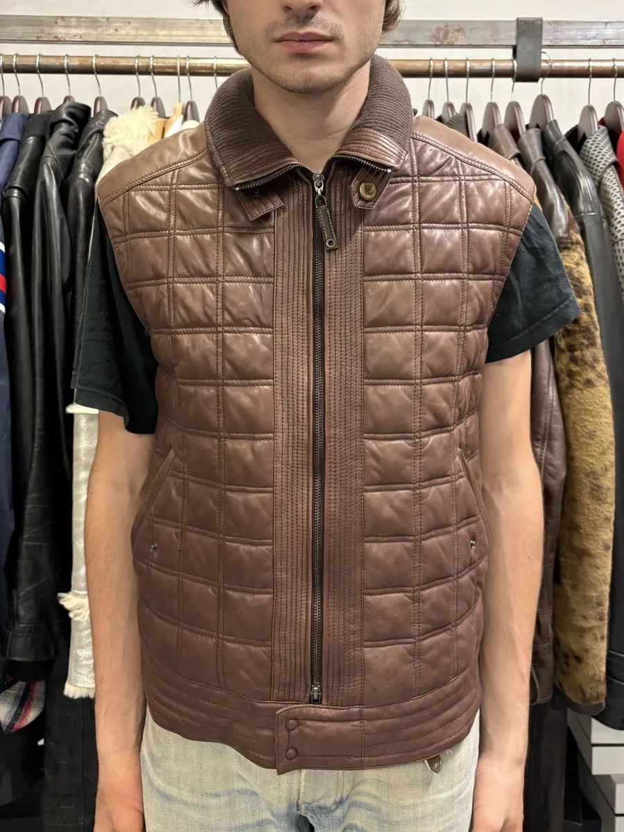 Roberto Cavalli 2000s Roberto Cavalli Brown Square Detachable Sleeves Leather Jacket Size US M / EU 48-50 / 2 - 4 Thumbnail