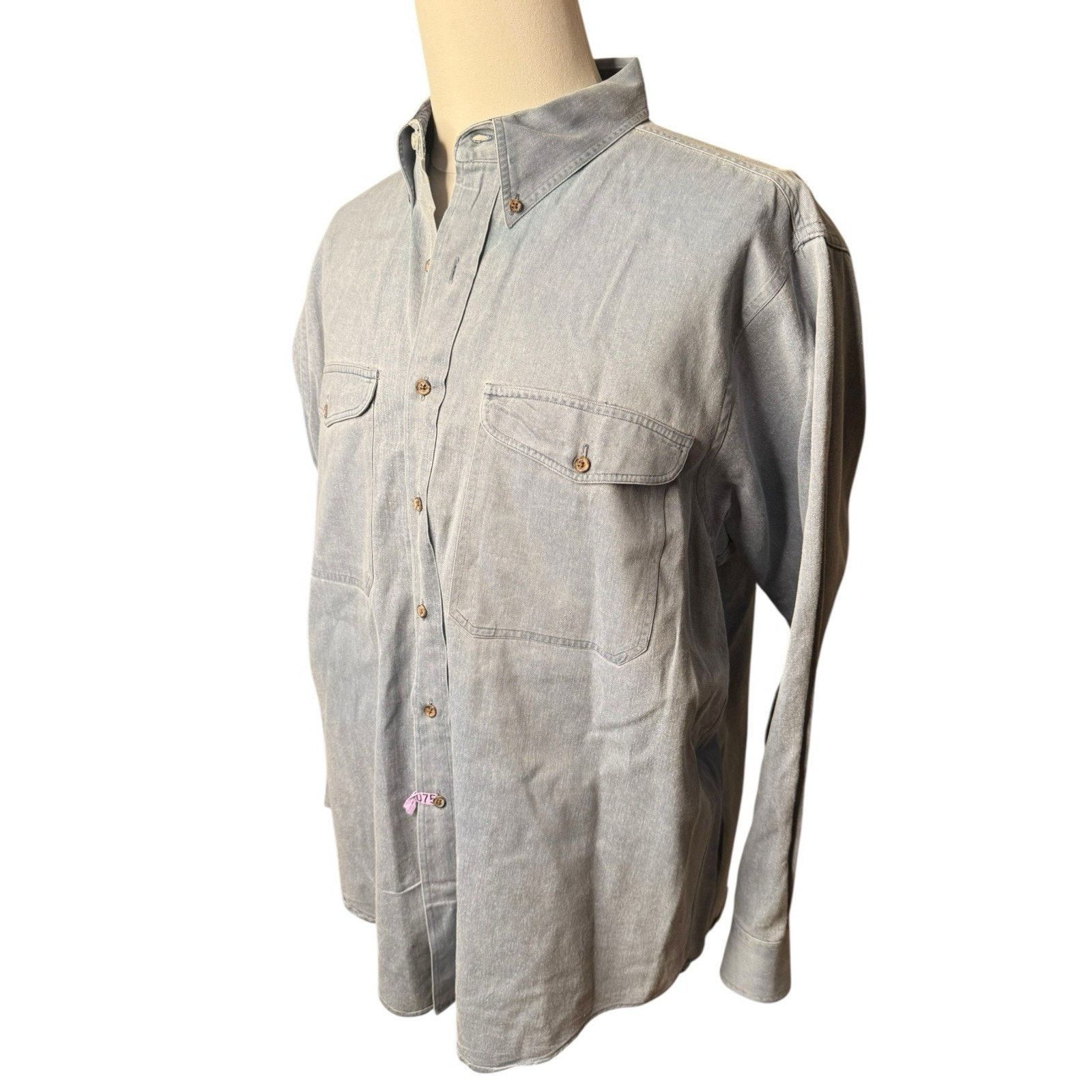 Ralph Lauren Ralph Lauren Chaps Vintage 90s Blue Long Sleeve Denim Shirt Size US XL / EU 56 / 4 - 2 Thumbnail